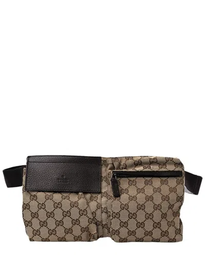 Gucci Brown Gg Canvas Waist Bag (authentic ) In Neutral