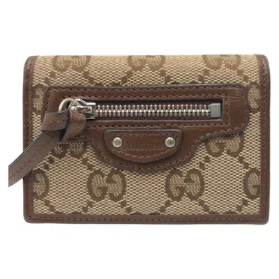Pre-owned Gucci Brown Gg Canvas Wallet (tri-fold) ()