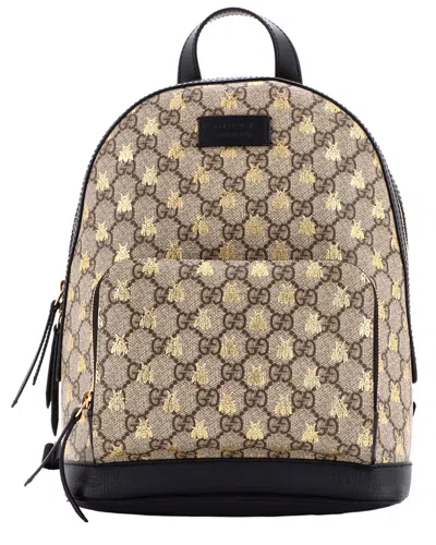 Gucci Brown Gg Canvas Zip Pocket Backpack Printed Small (authentic Pre-loved) In Multi
