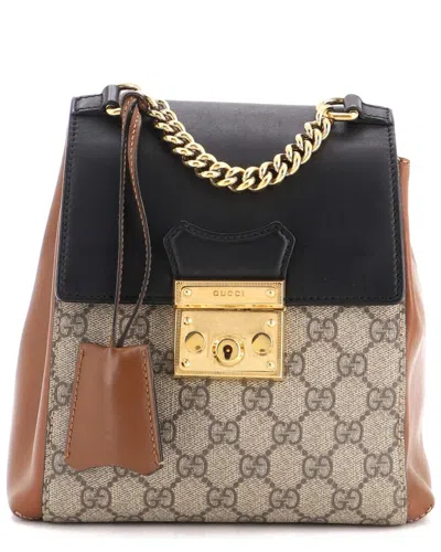 Pre-owned Gucci Brown Gg Coated Canvas & Leather Padlock Backpack Mini (authentic Pre-  Loved)