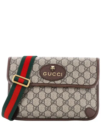 Pre-owned Gucci Brown Gg Coated Canvas Neo Vintage Flap Belt Bag (authentic Pre-loved)
