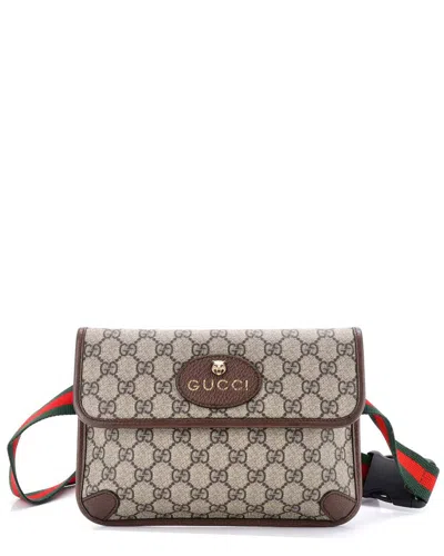 Pre-owned Gucci Brown Gg Coated Canvas Neo Vintage Flap Belt Bag (authentic Pre-loved)