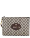 Gucci Brown Gg Coated Canvas Neo Vintage Wristlet Pouch (authentic Pre-loved)