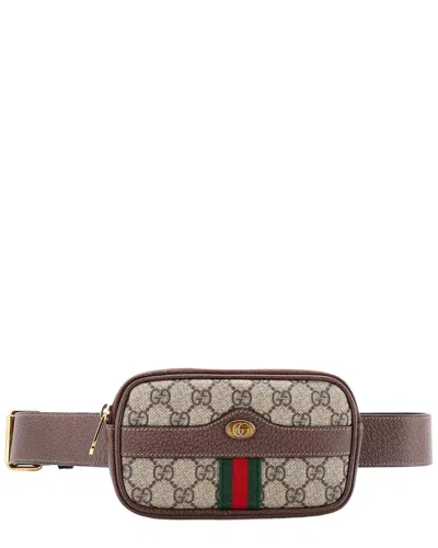 Gucci Brown Gg Coated Canvas Ophidia Belt Bag Mini (authentic Pre-loved)