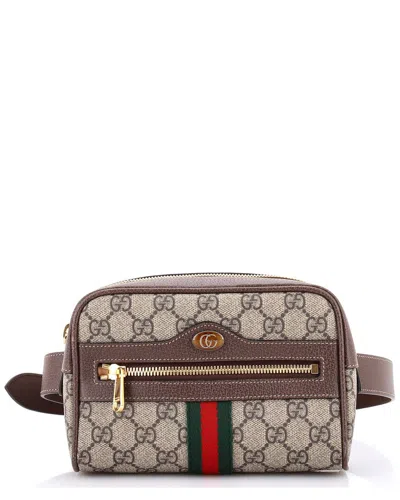 Gucci Brown Gg Coated Canvas Ophidia Belt Bag Small (authentic Pre-loved)