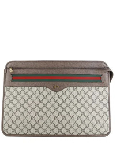 Gucci Brown Gg Coated Canvas Ophidia Documents Holder Large (authentic Pre-  Loved)