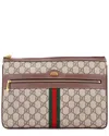 Gucci Brown Gg Coated Canvas Ophidia Zip Pouch Large (authentic Pre-loved)