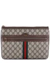 Gucci Brown Gg Coated Canvas Ophidia Zip Pouch Large (authentic Pre-loved) In Brown