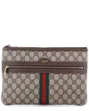 Gucci Brown Gg Coated Canvas Ophidia Zip Pouch Large (authentic Pre-loved)