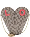 Gucci Brown Gg Coated Canvas Valentine's Day Chain Heart Bag Printed Small  (authentic Pre-loved)