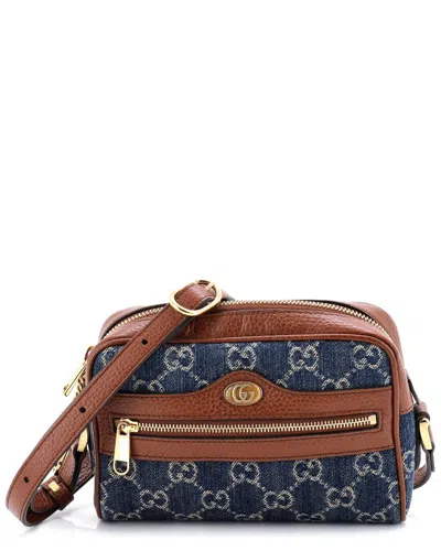 Gucci Brown Gg Denim Ophidia Shoulder Bag Gg Denim Mini (authentic Pre-loved)