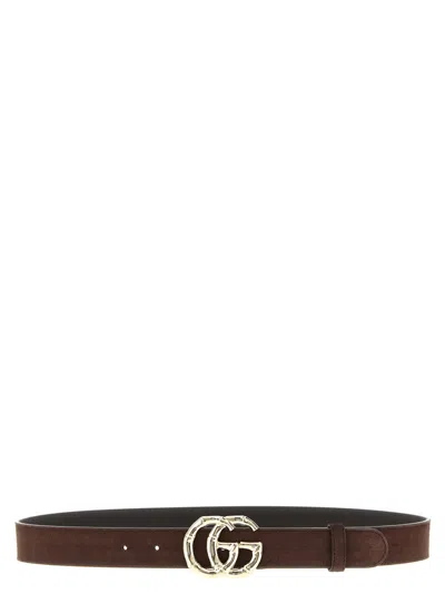 GUCCI BROWN GG MARMONT BELT
