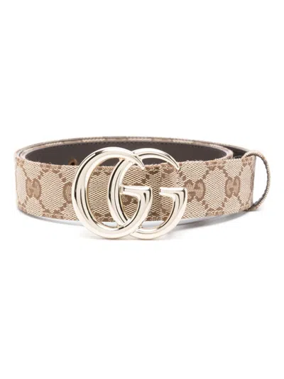 GUCCI BROWN GG MARMONT CANVAS BELT