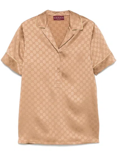 Gucci Gg Satin Shirt In Nude