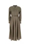 Gucci Gg Supreme-print Silk Midi Dress In Brown