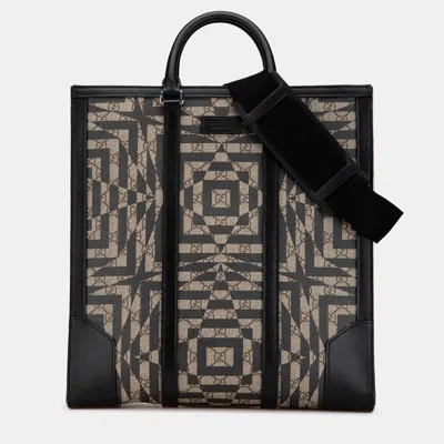 Pre-owned Gucci Brown Gg Supreme Caleido Vertical Tote