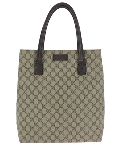 Gucci Brown Gg Supreme Canvas & Leather Tote (authentic Pre-loved)