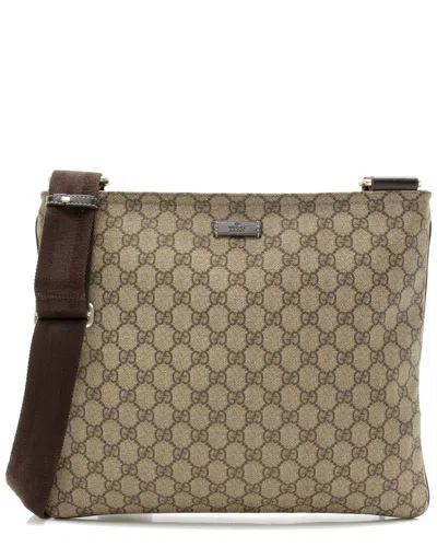 Gucci Brown Gg Supreme Canvas Classic Flat Medium Messenger (authentic Pre-  Loved)