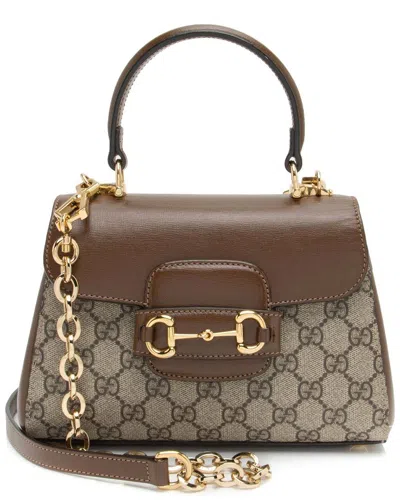 Gucci Brown Gg Supreme Canvas Horsebit 1955 Small Chain Top Handle (authentic  Pre-loved)