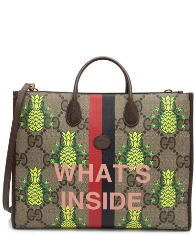Gucci Brown Gg Supreme Canvas Jumbo Dollar Pineapple Medium Tote (authentic  Pre-loved) In Multi