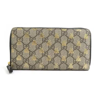 Pre-owned Gucci Brown Gg Supreme Canvas Long Wallet (bi-fold) ()