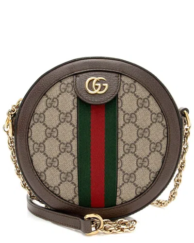 Gucci Brown Gg Supreme Canvas Ophidia Round Mini Shoulder Bag (authentic Pre-  Loved)