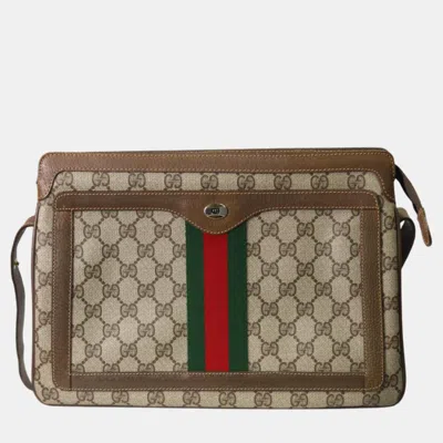 Pre-owned Gucci Brown Gg Supreme Canvas Ophidia Shoulder Bag