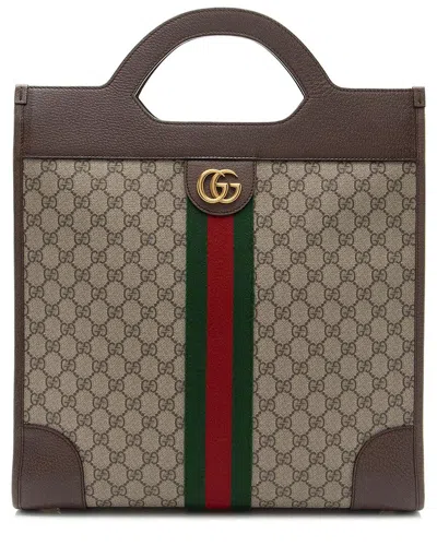 Gucci Brown Gg Supreme Canvas Ophidia Slip Handle Tote (authentic Pre-loved)