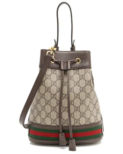 Gucci Brown Gg Supreme Canvas Ophidia Small Bucket Bag (authentic Pre-loved)