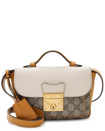 GUCCI GUCCI BROWN GG SUPREME CANVAS PADLOCK MINI CROSSBODY (AUTHENTIC PRE-LOVED)