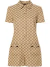 GUCCI BROWN GG SUPREME CANVAS PLAYSUIT
