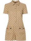 Gucci Women Supreme Gg Fabric Jumpsuit In Neutrals