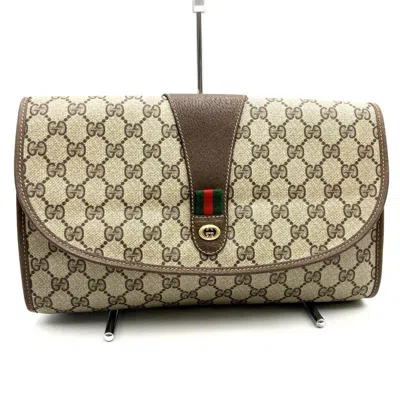 Pre-owned Gucci Brown Gg Supreme Canvas Pvc Clutch Bag ()