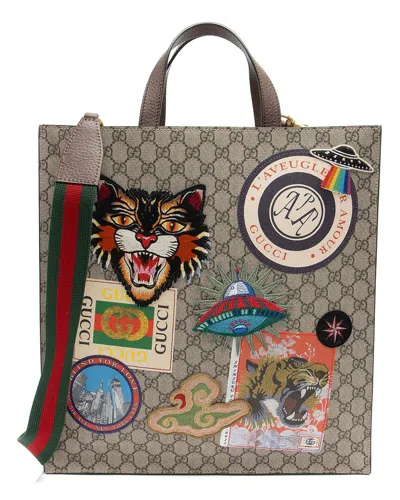 Gucci Brown Gg Supreme Canvas Soft Vertical Courrier Tote (authentic Pre-  Loved)