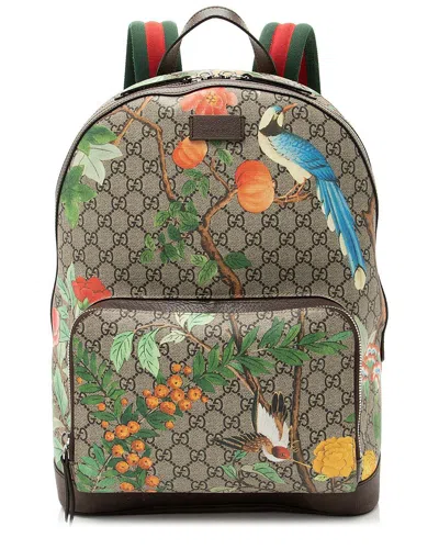 Gucci Brown Gg Supreme Canvas Tian Day Medium Backpack (authentic Pre-loved)