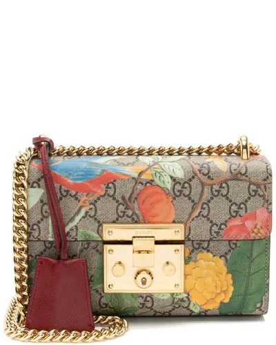Gucci Brown Gg Supreme Canvas Tian Padlock Small Shoulder Bag (authentic Pre-loved)