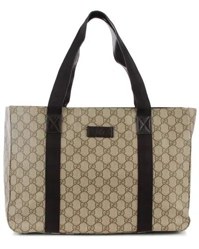 Gucci Brown Gg Supreme Canvas Tote (authentic ) In Neutral