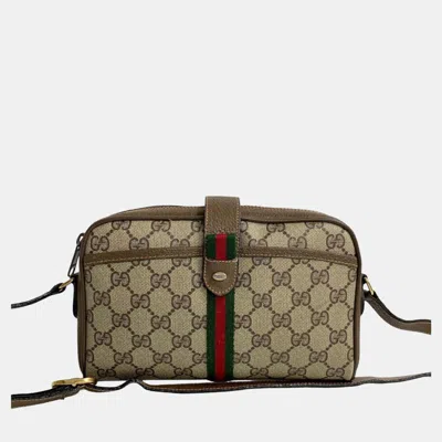 Pre-owned Gucci Brown Gg Supreme Canvas Web Shoulder Bag