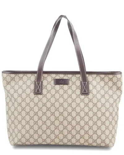 Gucci Brown Gg Supreme Coated Canvas Tote (authentic Pre-loved)