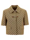 GUCCI BROWN GG SUPREME CROPPED JACKET