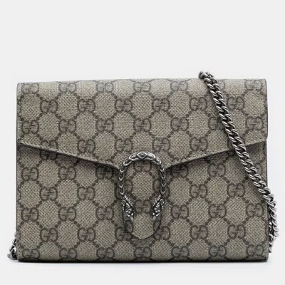 Pre-owned Gucci Brown Gg Supreme Dionysus Chain Wallet