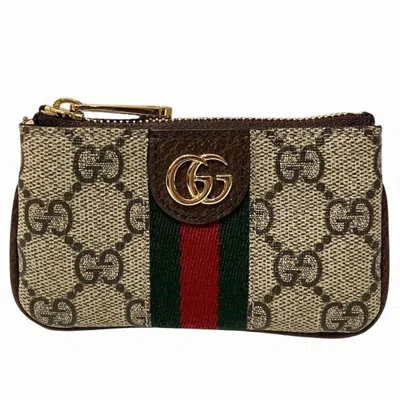Pre-owned Gucci Brown Gg Supreme Leather Coin Purse/coin Case ()
