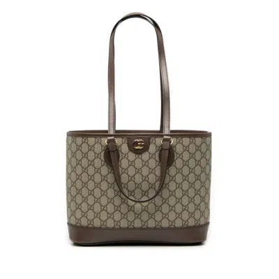 Pre-owned Gucci Brown Gg Supreme Leather Tote Bag ()