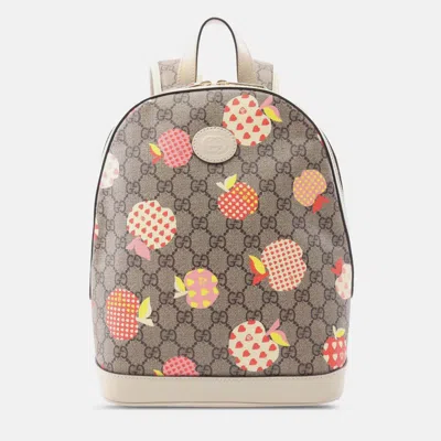 Pre-owned Gucci Brown Gg Supreme Les Pommes Apple And Heart Backpack