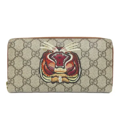 Pre-owned Gucci Brown Gg Supreme Long Wallet (bi-fold) ()
