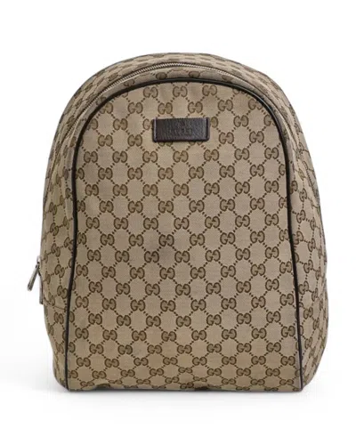 Gucci Brown Gg Supreme Medium Zip Backpack