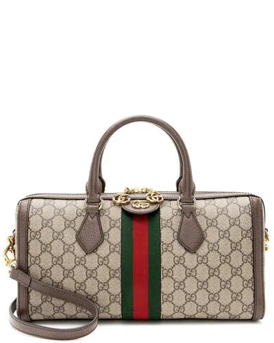 Gucci Brown Gg Supreme Ophidia Medium Boston Bag (authentic Pre-loved)