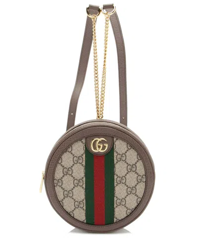 Gucci Brown Gg Supreme Ophidia Round Mini Backpack (authentic Pre-loved)