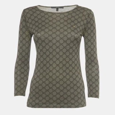 Pre-owned Gucci Brown Gg Supreme Print Cotton T-shirt S