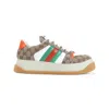 GUCCI GUCCI BROWN GG SUPREME TEXTILE DOUBLE SCREENER SNEAKERS